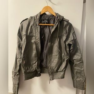 Grey Faux Leather Jacket